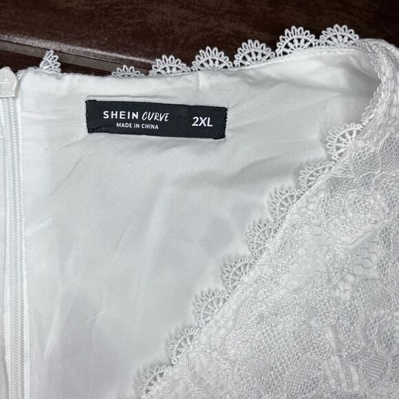 Shein curve white lace maxi dress w/front split sz 2XL - Picture 4 of 8